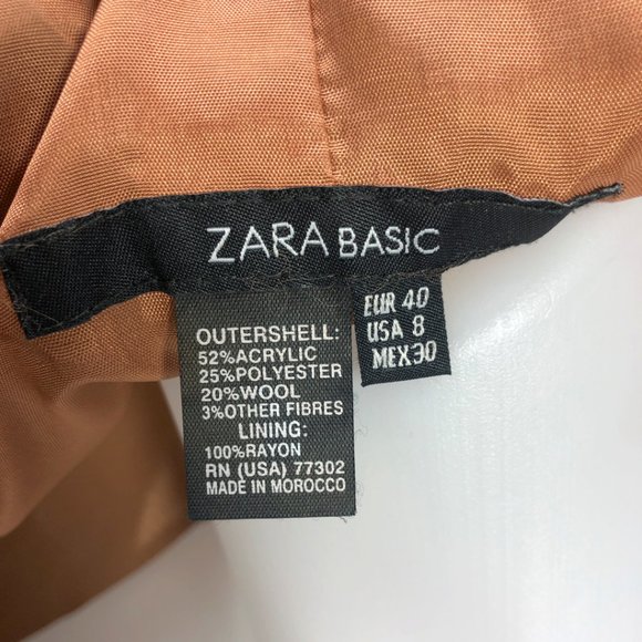 Brown Patterned ZARA Basic Blazer/Jacket Size 8 - Picture 10 of 10
